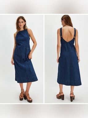 Free People Dex Midi Dress XS Medium Blue